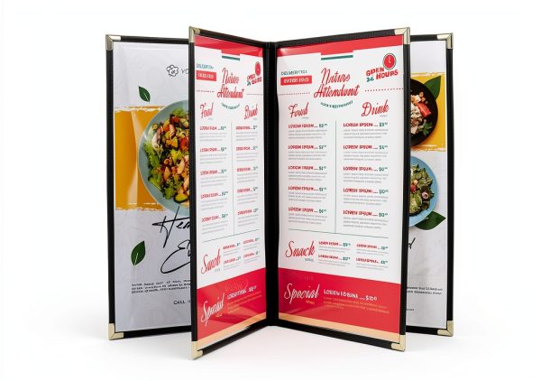 Asgard Menu Covers Black Leatherette Gold Corners Six Pack-0