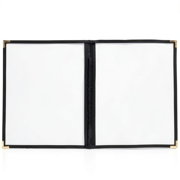Juvale Clear Menu Covers Black PU Leather Bifold Design-7