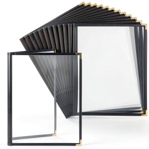 Juvale Clear Menu Covers Black PU Leather Bifold Design-0