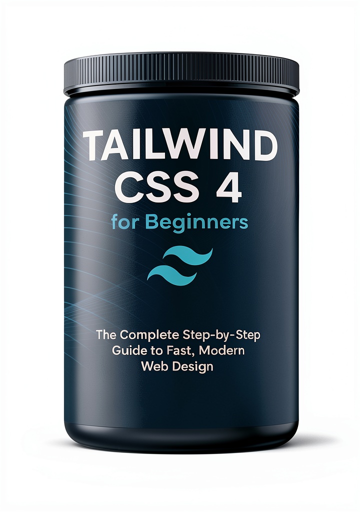 Tailwind CSS 4 Book 1 open on tablet showing code examples