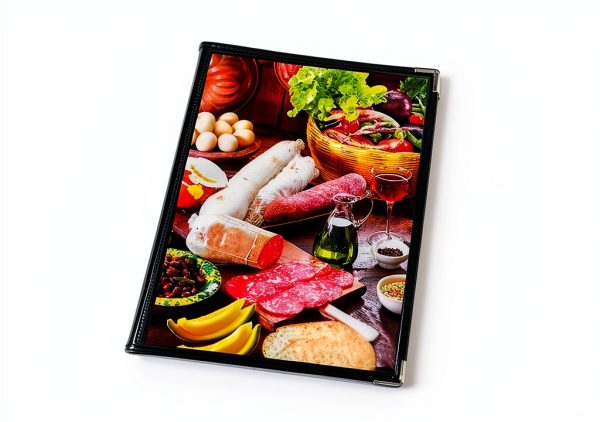 CABAX Menu Cover Leatherette Trim Gold Metal Corners-3