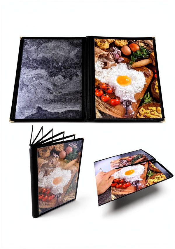 CABAX Menu Cover Leatherette Trim Gold Metal Corners-4