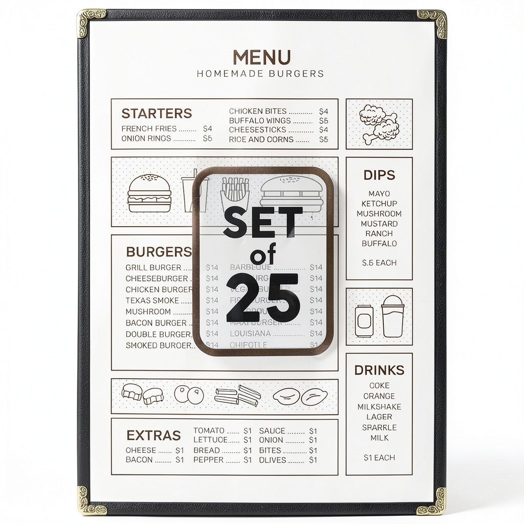 Granatan menu covers displayed on a restaurant table