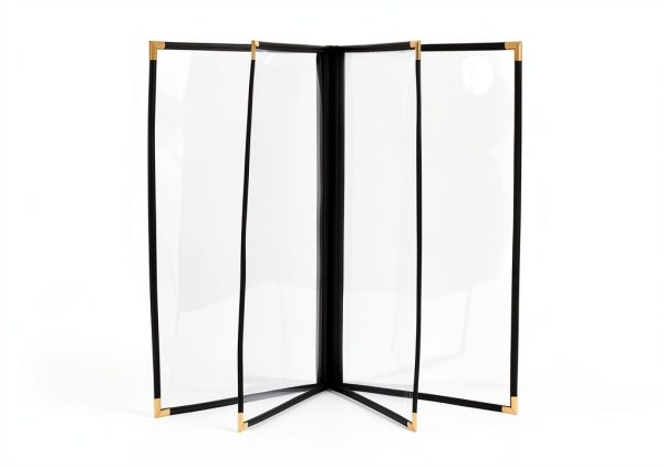 Asgard Menu Covers Black Leatherette Gold Corners Six Pack-2